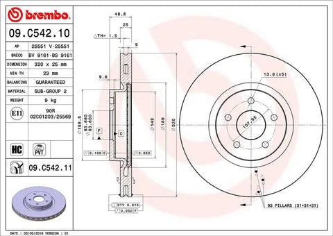 BREMBO 09C54211C02 DISC BRAKE ROTOR