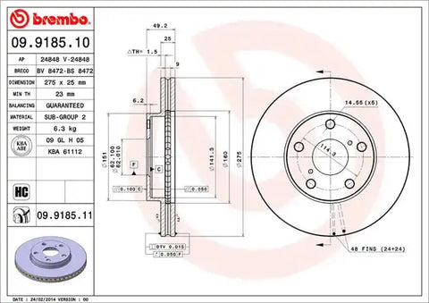 BREMBO 09918511C02 DISC BRAKE ROTOR