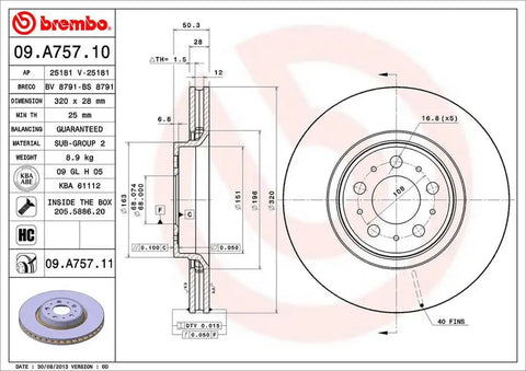 BREMBO 09A75711C02 DISC BRAKE ROTOR