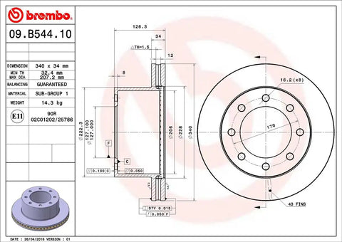BREMBO 09B54410C02 DISC BRAKE ROTOR