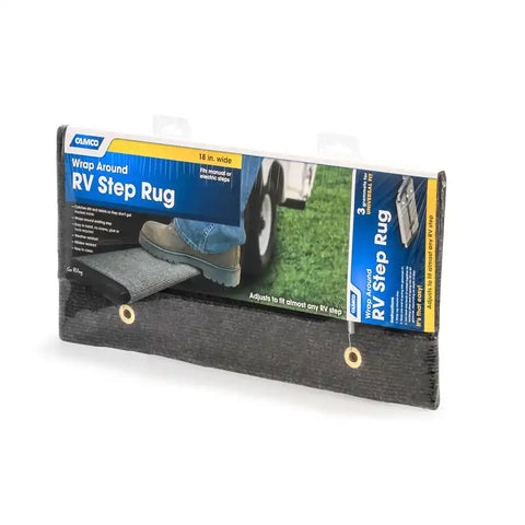 Camco 42925 Entry Step Rug Wrap Around Hook and Spring 18 Inch Width Grey Carpet