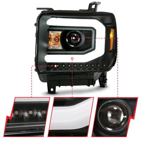 ANZO 111487 PROJECTOR HEADLIGHT SET; W/PLANK ST