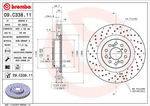 BREMBO 09C33811C02 DISC BRAKE ROTOR
