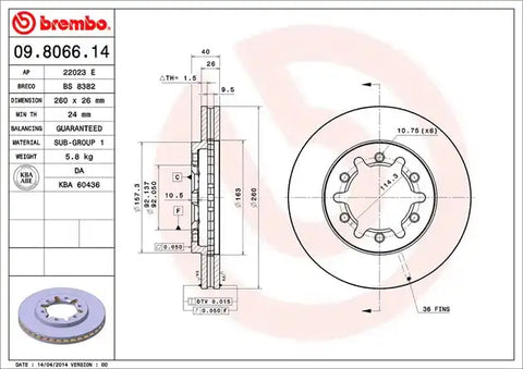 BREMBO 09806614C02 DISC BRAKE ROTOR