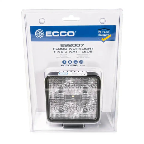 ECCO ELECT E92007-CS WORKLAMP: LED 5) FLOOD BEAM SQUA