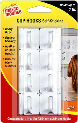 CUP HOOK 8/PK WHT