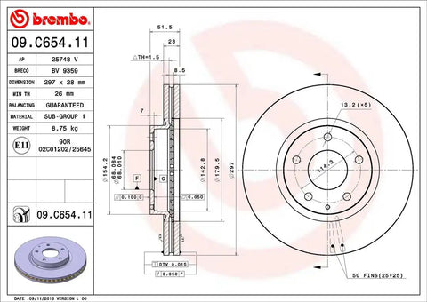 BREMBO 09C65411C02 DISC BRAKE ROTOR