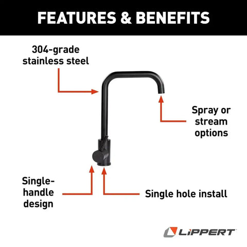 SQUARE GOOSENECK FAUCET - BLACK MAT