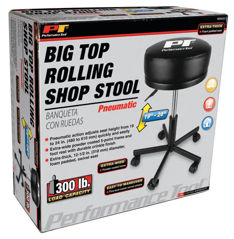 PNEUMATIC ROLLING SHOP STOOL