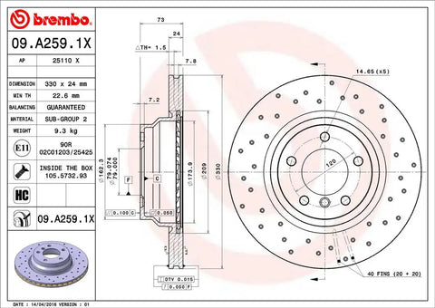 BREMBO 09A2591XC02 DISC BRAKE ROTOR