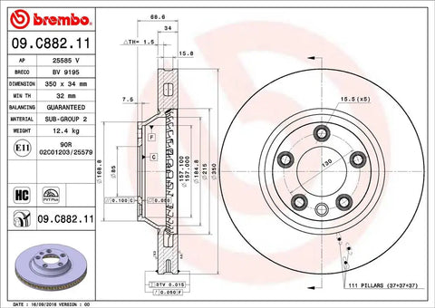 BREMBO 09C88211C02 DISC BRAKE ROTOR