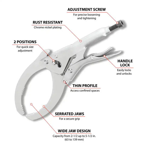 PERFORM TOOL W54314 11' LOCKING OIL FILTER PLIERS