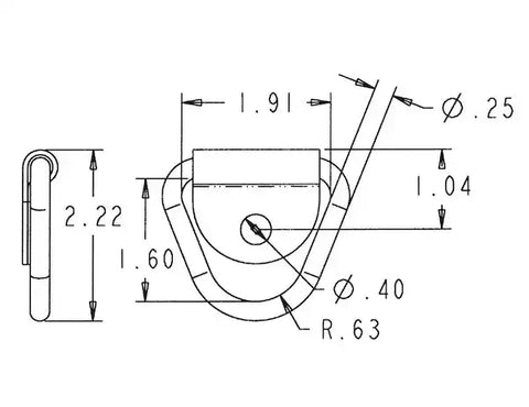 Buyers Products B21 D-Ring Rope Ring 1/4 Inch Pin Rope Ring Zinc Plated Black W