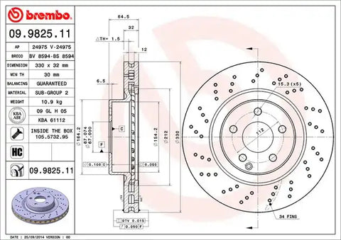 BREMBO 09982511C02 DISC BRAKE ROTOR