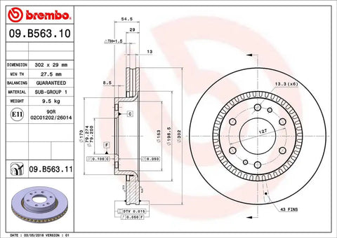 BREMBO 09B56311C02 DISC BRAKE ROTOR