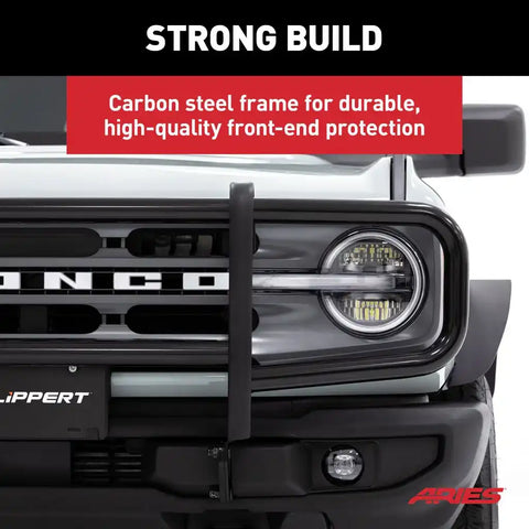 Aries 7100 Grille Guard Powder Coated Black Steel With Brush Guard Without Skid