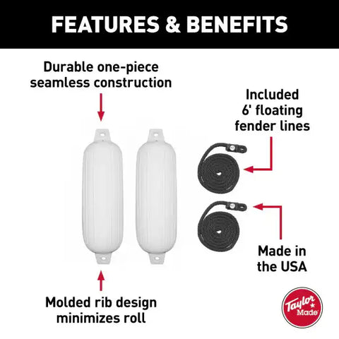 6' X 22' BG FENDER 2 PK.WHITE W/BLK