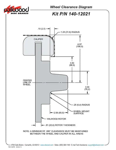WILWOOD 140-12021 FDL FRONT KIT11.00'