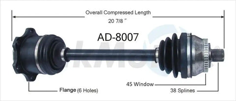 TRAKMOTIVE AD-8007 NEW CV AXLE