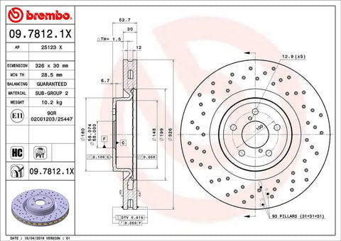 BREMBO 0978121XC02 DISC BRAKE ROTOR