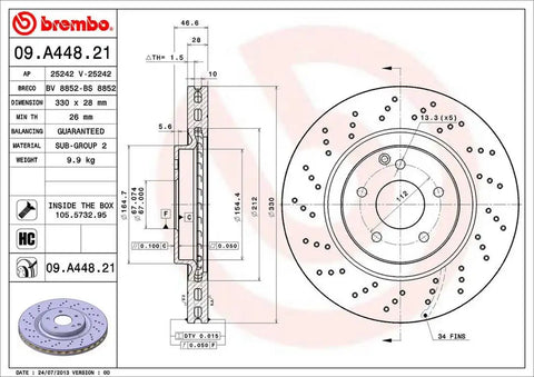 BREMBO 09A44821C02 DISC BRAKE ROTOR