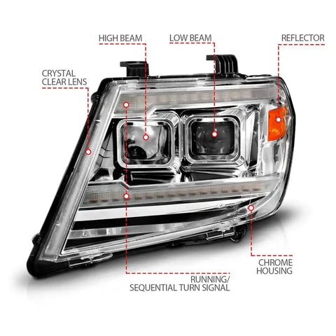 ANZO USA 111598 Headlight Assembly Projector Beam With Plank Style Switchback LED Da
