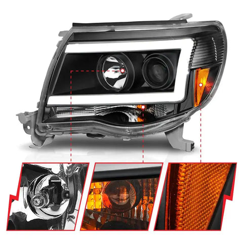 ANZO USA 111517 Headlight Assembly Halogen Bulb Projector Beam H1 High Beam Bulb A