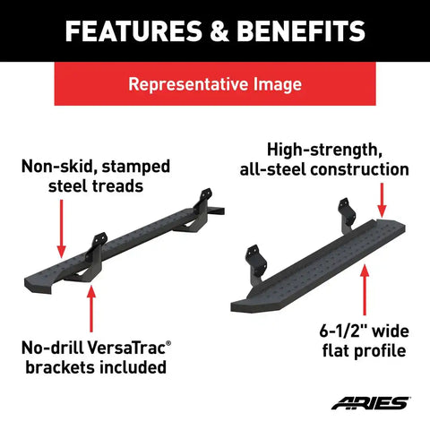 ARIES 2055555 RIDGESTEP 6-1/2' X 85' BLACK STEEL