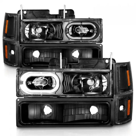 ANZO 111507 CRYSTAL HEADLIGHTS BLACK HOUSING W/