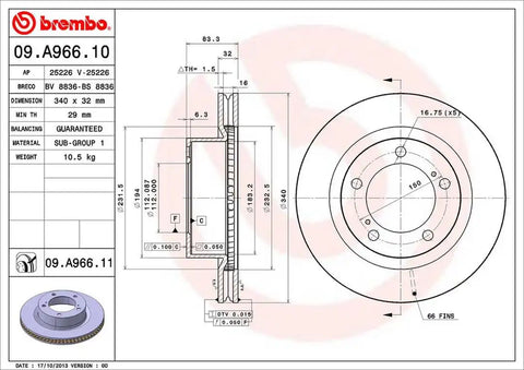 BREMBO 09A96611C02 DISC BRAKE ROTOR