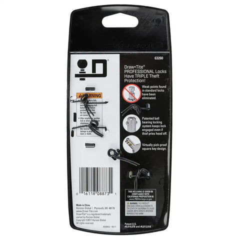 DRAW TITE 63260 RECEIVER LOCK 5/8' FOR 3' SQ. CLAS