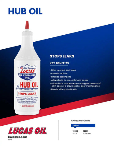 LUCAS OIL 10088 HUB OIL QT.