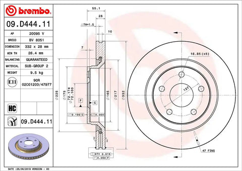 BREMBO 09D44411C02 DISC BRAKE ROTOR