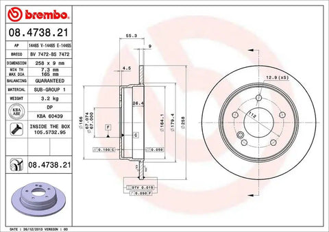 BREMBO 08473821C02 DISC BRAKE ROTOR