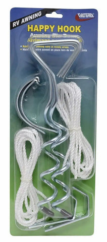 AWN. TIE DWN  HAPPY HOOKS