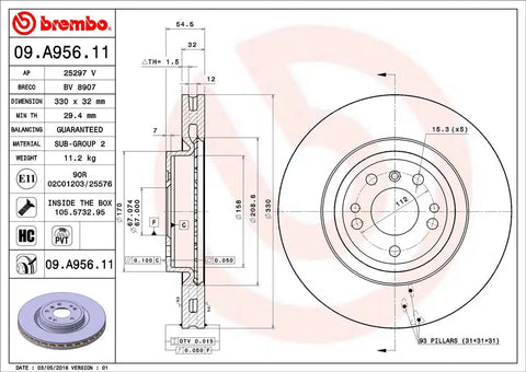 BREMBO 09A95611C02 DISC BRAKE ROTOR