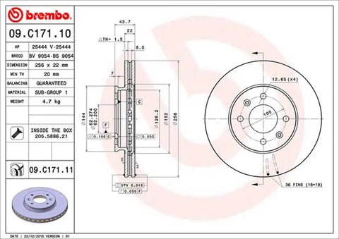 BREMBO 09C17111C02 DISC BRAKE ROTOR