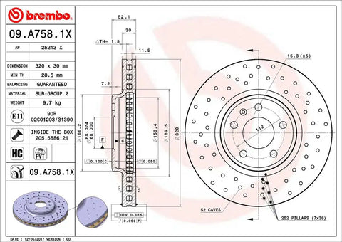 BREMBO 09A7581XC02 DISC BRAKE ROTOR