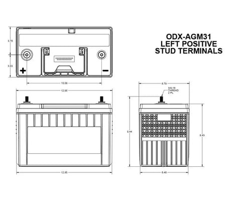 Odyssey Battery ODX-AGM31 Battery Extreme Series 31 Group Size 12 Volt 1150 Cold Cranking Amps