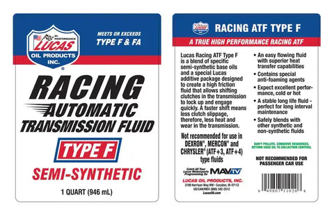 LUCAS OIL 11020 SEMI-SYNTHETIC RACING ATF TYPE F/6X