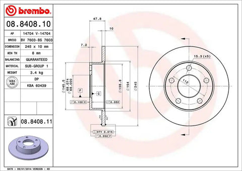 BREMBO 08840811C02 DISC BRAKE ROTOR