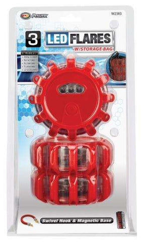 3-PK LED ROAD FLARES W/BAG