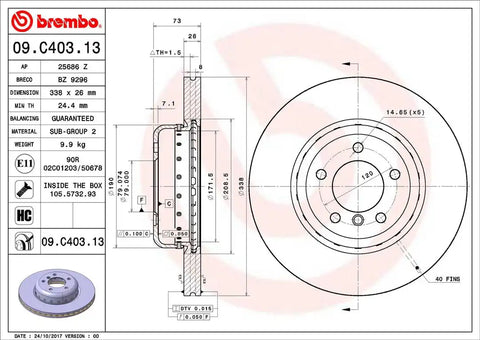 BREMBO 09C40313C02 DISC BRAKE ROTOR