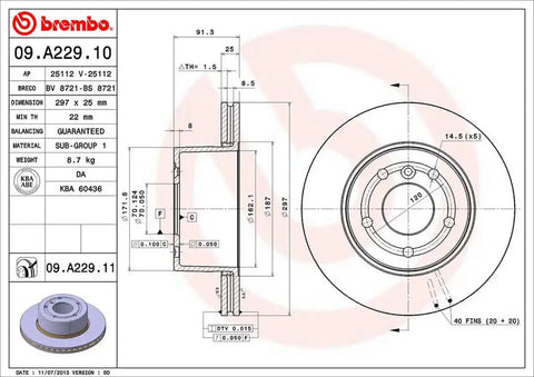 BREMBO 09A22911C02 DISC BRAKE ROTOR