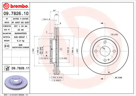 BREMBO 09782611C02 DISC BRAKE ROTOR