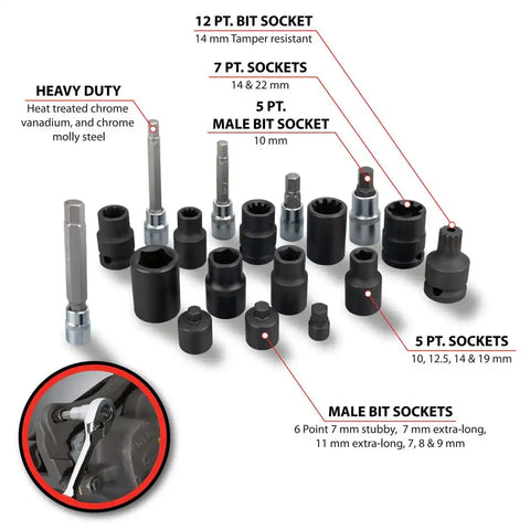 PERFORM TOOL W86025 18PC BRAKE CALIPER SOCKET SET