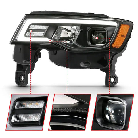 ANZO USA 111418 Headlight Assembly Halogen Bulb Projector Beam With Switchback Dayt