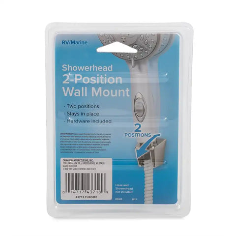 Camco 43718 Shower Head Mount Wall Mount Two Position Without Swivel Chrome