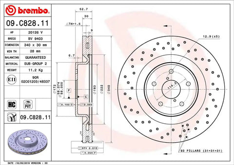 BREMBO 09C82811C02 DISC BRAKE ROTOR
