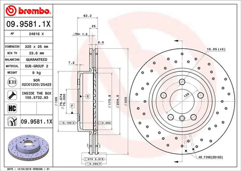 BREMBO 0995811XC02 DISC BRAKE ROTOR